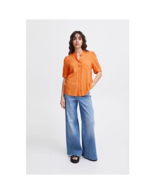 Ichi Orange Main Short Sleeved Shirt- Rose-20118437 34(uk6-8)