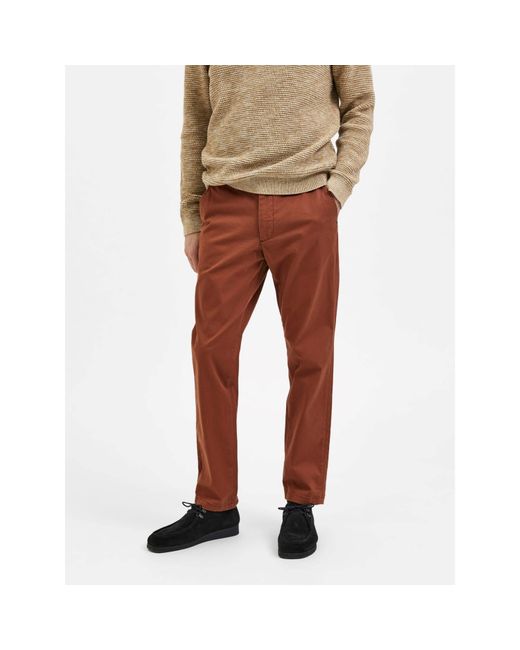 SELECTED Chinese Pants Adjusté Terracotta in Brown for Men | Lyst