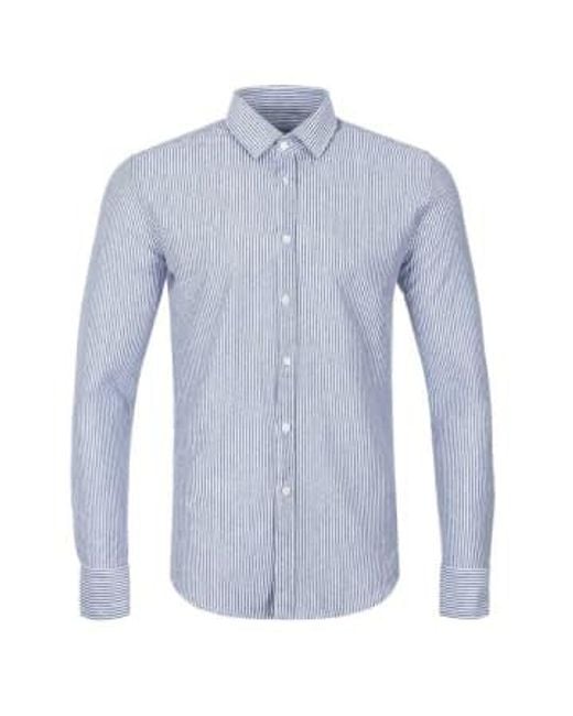 Canali Blue Striped Slim Fit Linen And Cotton Blend Shirt Gn03113l777 301 M for men