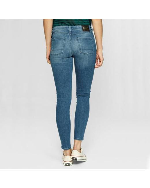Denham The Jeanmaker Mid Rise Spray Skinny Jeans in Blue | Lyst