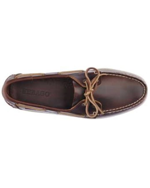 Docksis portland cilued leather boat chaussures Sebago pour homme en coloris Brown