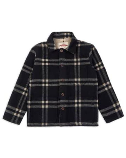 Burrows and Hare Black Workwear Jacket Navy Check S for men