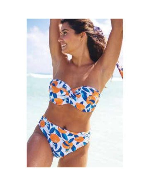 Ella Twist Bandeau Bikini Top In Sicily Print di Panache in Multicolor