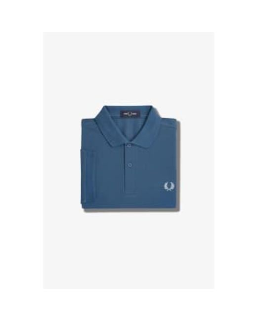 Fred Perry Blue Slim Fit Plain Polo Midnight / Light Ice S for men