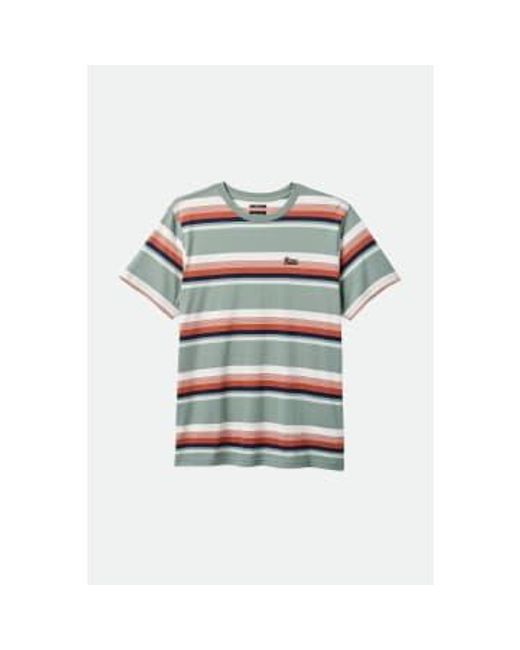Brixton Green Chinois Terracotta And Off White Stripted Hilt Stith Short Sleeves T Shirt L for men