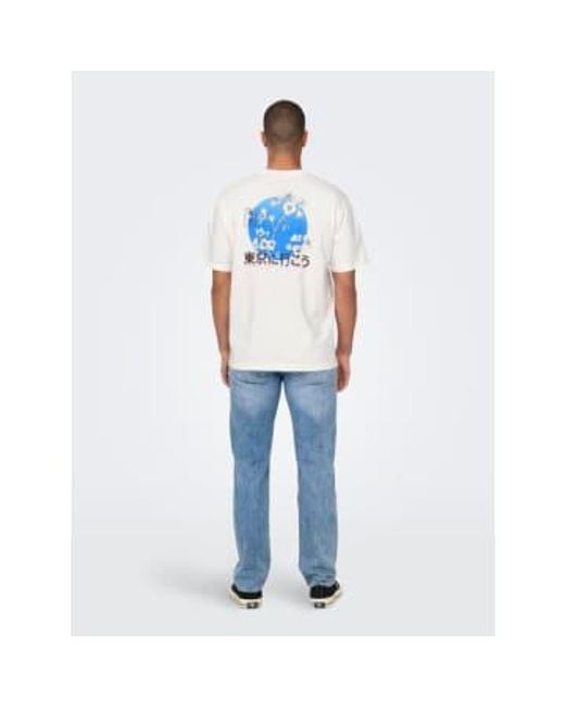 Only & Sons Japan print t-shirt weiß in Blue für Herren