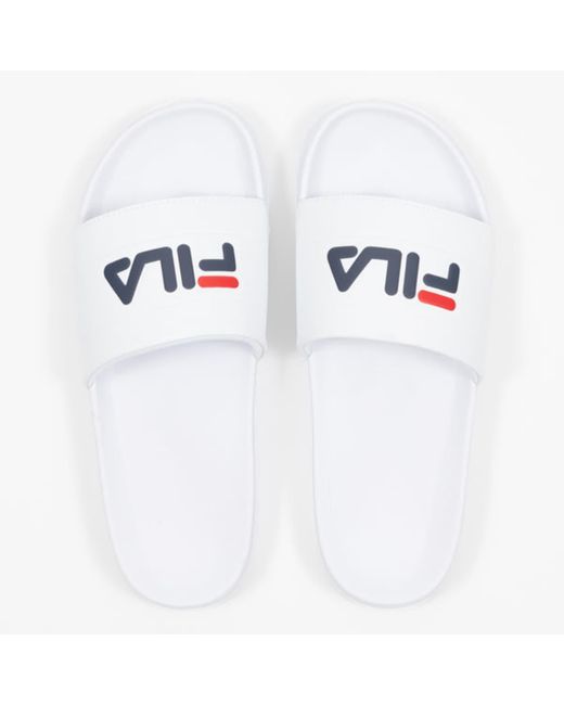 Fila Synthetic Logo Sliders In White 