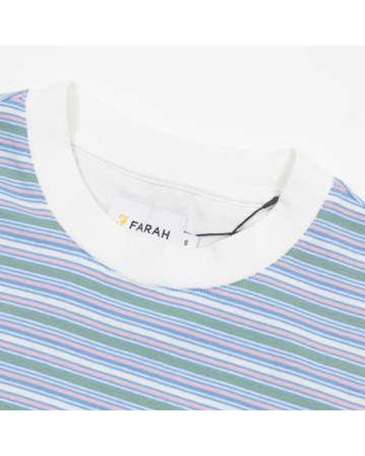 Farah Danny stripe t-shirt in , green & pink in Blue für Herren