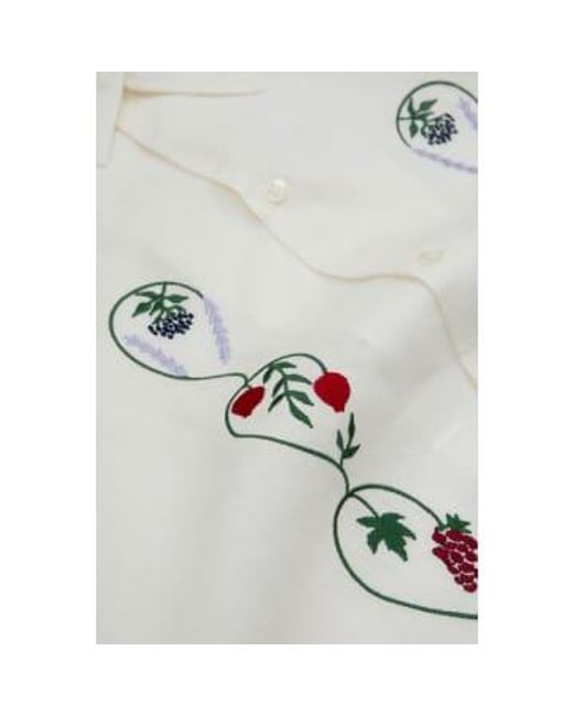 De Bonne Facture White Camp Collar Embroidered Shirt Off S for men