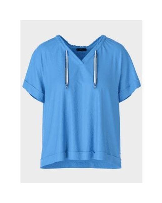 Marc Cain Blue Top In Bright Azure Ws 55.07 J67 Col 363 - 1