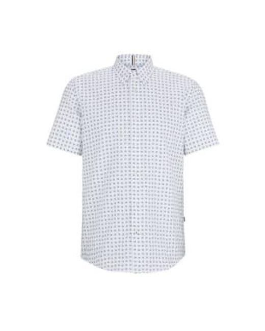 Boss Boss-s-roan-ken slim fit short sleeve shirt in weiß mit ganzem druck 50513394 100 in Blue für Herren