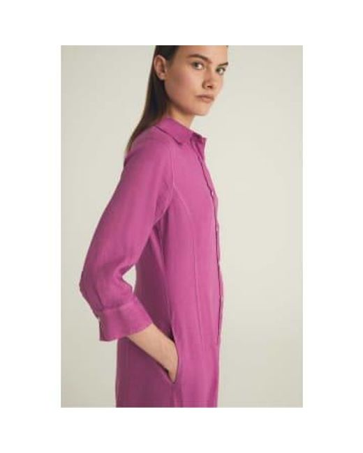 ROSSO35 Pink Linen Shirt Dress