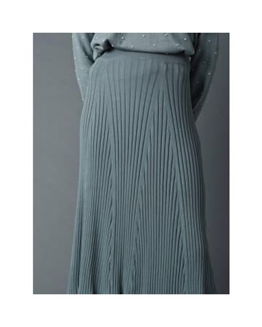 Indi & Cold Blue Ribbed Viscose Midi Skirt