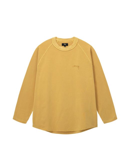 Stussy Yellow Mustard Inside Out Raglan Long Sleeve T Shirt for men