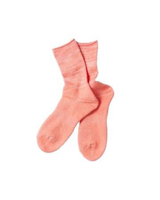 RoToTo Pink Washi Pile Crew Socks Flamingo / M for men