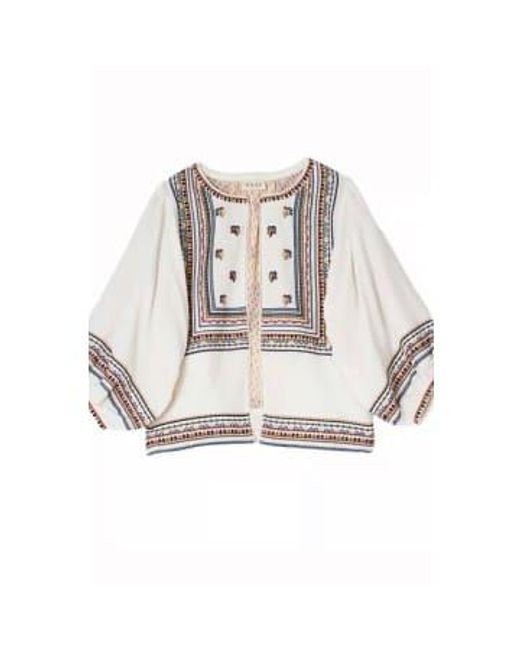 M.A.B.E White Reba Embroidered Ecru Jacket Xs