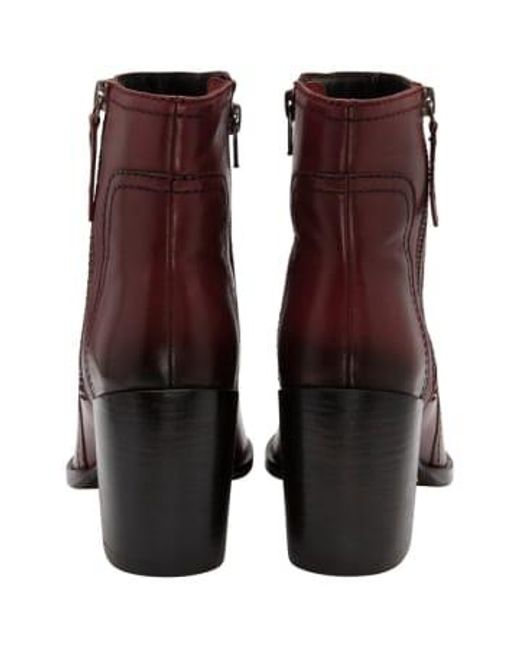 Ravel Brown Dark Leather Fossa Heeled Ankle Boots Uk 5