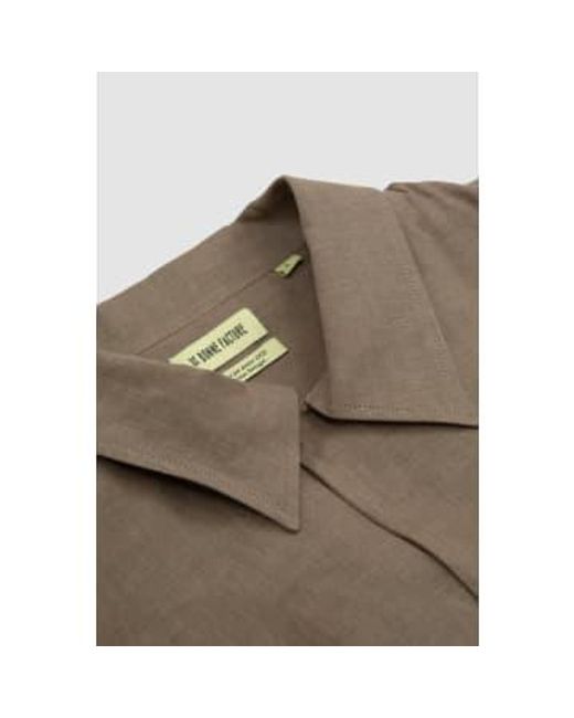 De Bonne Facture Gray Camp Collar Embroidered Shirt Soft M for men