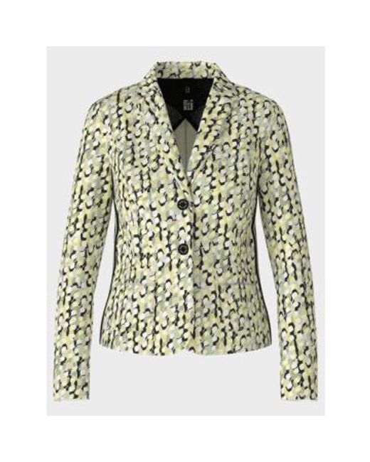 Marc Cain Green Blazer With Graphic Print Ws 34.08 J19 Col 509