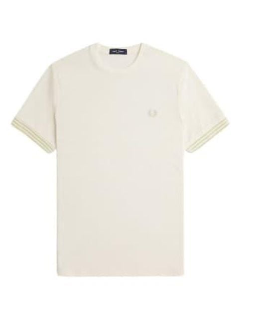 Fred Perry White Striped Cuff T-shirt Xl Cream for men