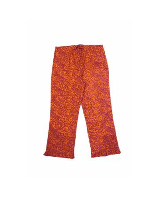 SteHmann Red And Magenta Leopard Printed Pull On Trousers 14