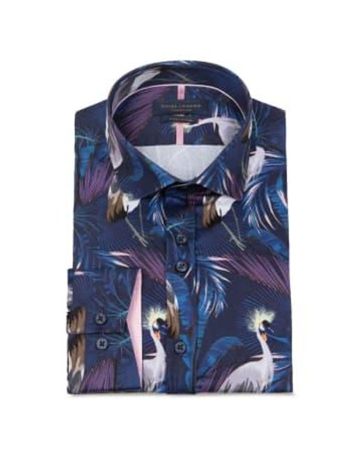 Guide London Blue Crane Print Shirt for men