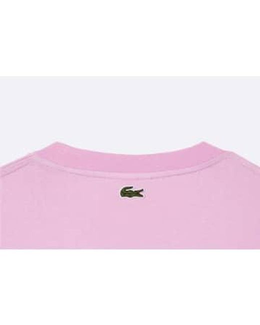Lacoste Pink Loose Fit Cotton Jersey Print T-shirt S / Rosa for men