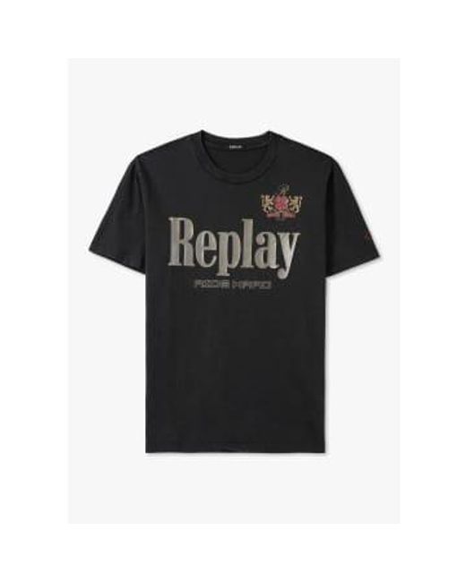 Replay Black S Ride Hard Graphic T-shirt for men