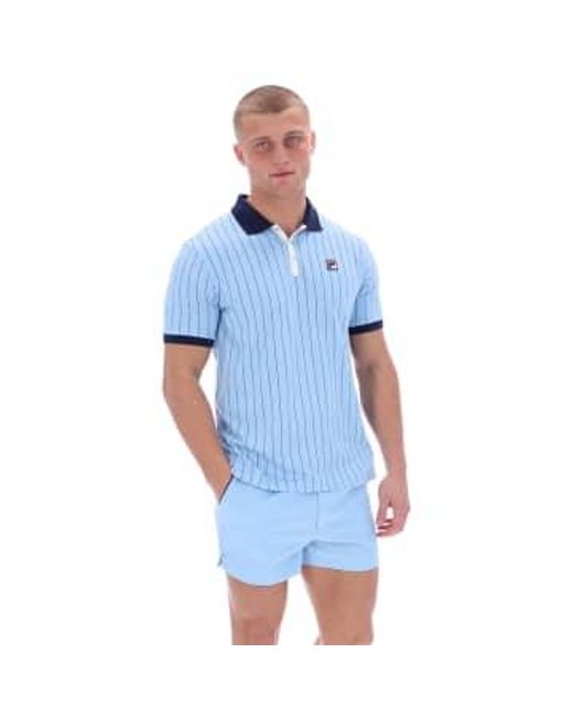 Fila Blue Bb1 Classic Vintage Stripe Polo Shirt Medium for men