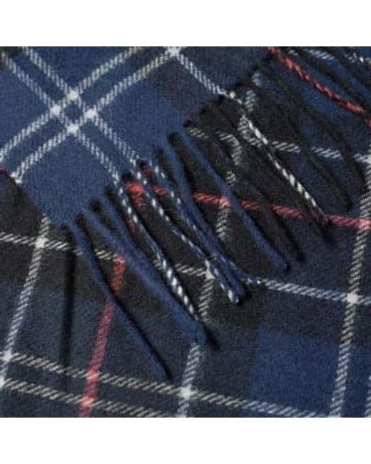 Barbour Blue Tartan Lambswool Scarf Navy One Size for men