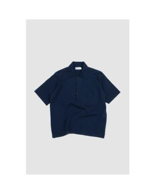 Universal Works Blue Pullover Knit Shirt Melange Eco Cotton S for men