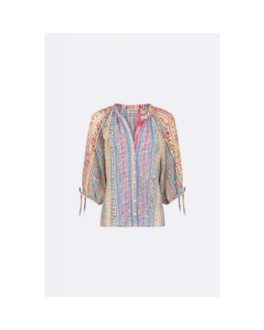 Sunset And Azure Blue Neo Classic Printed Cooper Womens Blouse di FABIENNE CHAPOT in White