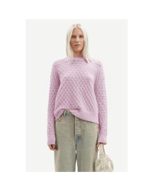 Samsøe & Samsøe Pink Saanour Pointelle Sweater Lilac Snow Xs