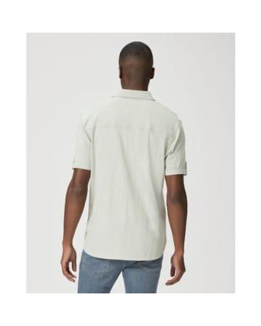 PAIGE White Garden Mint Brayden Short Sleeve Roll Tab Shirt S for men
