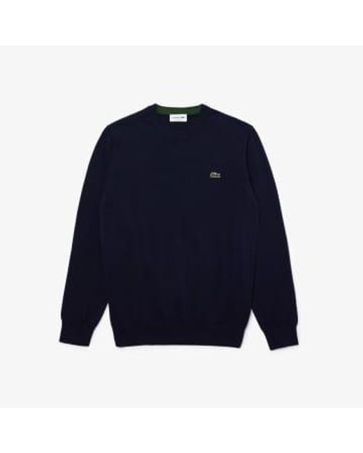 Lacoste Blue Organic Cotton Crew Neck Sweater for men