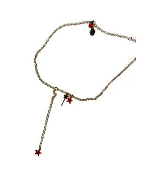 Unique Brown Star Necklace And Magic Wand Light Red/red