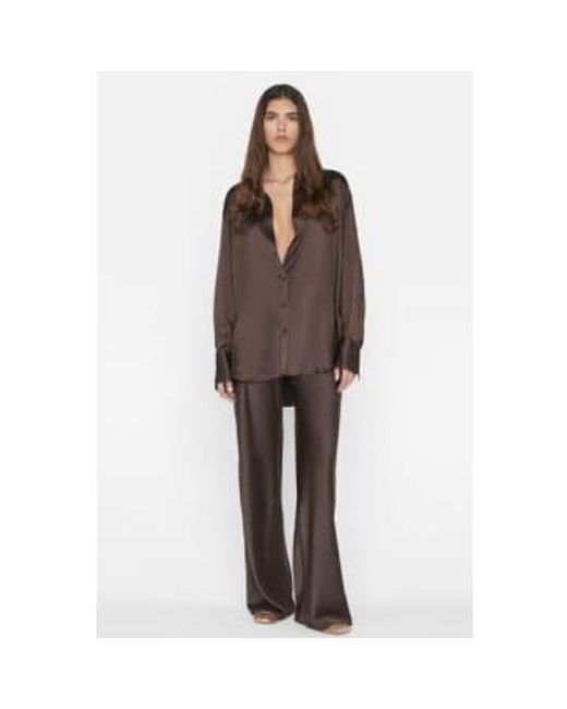 FRAME Brown Espresso Wide-leg Pull-on Silk Trousers S