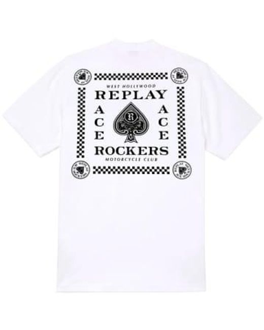 Replay Ace of spades rocker t -shirt in White für Herren