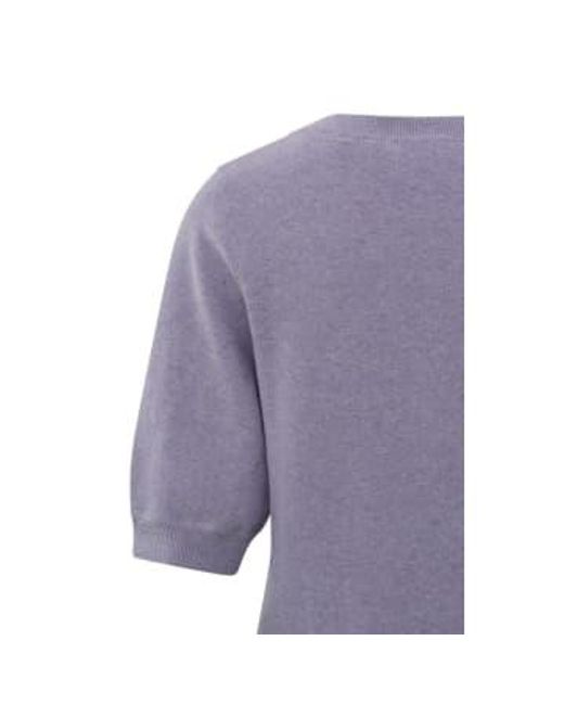 Sweater suave con cuello en v y mangas media largas Yaya de color Purple