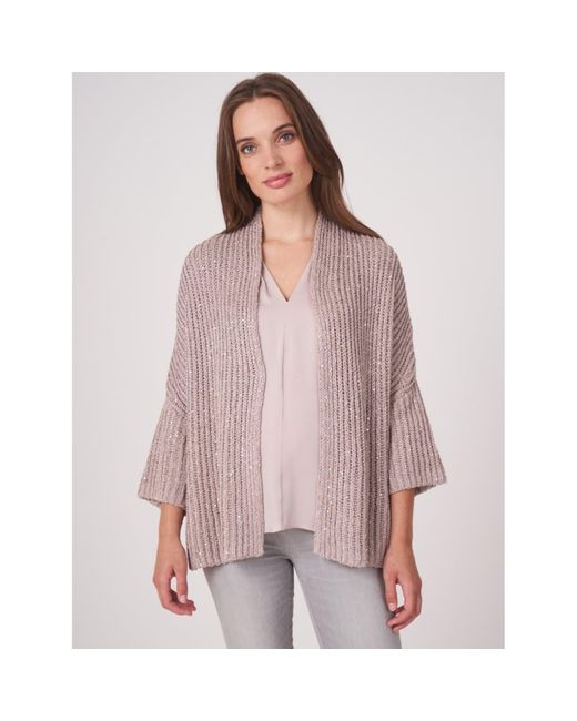 Repeat Cashmere Sand Sparkle Chunky Knit Cardigan in Purple | Lyst