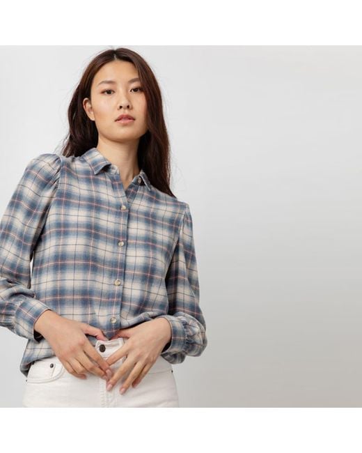 Rails Flannel Angelica Natural Marine Pink Check Shirt in Gray | Lyst