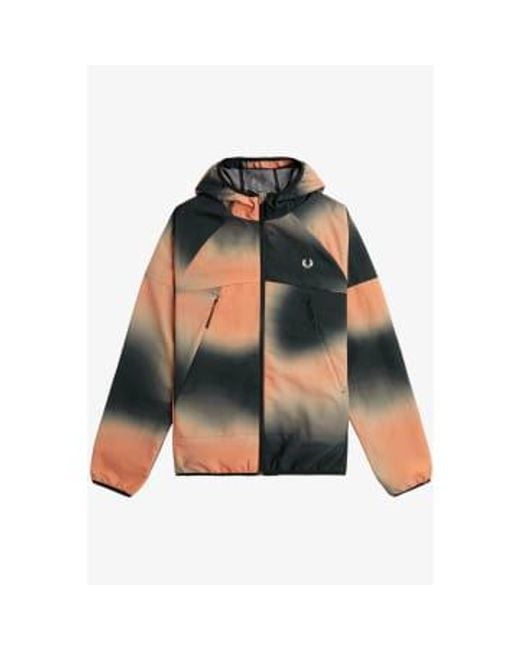Fred Perry Green Printed Shell Hooded Jacket Night for men