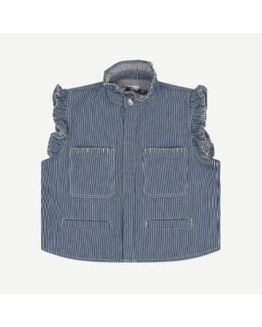 Seventy Mochi Pablo Waistcoat Striped 1 di seventy + mochi in Blue