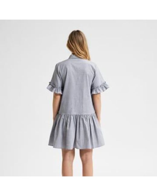 SELECTED Blue Short Sleeved Mini Dress Light Cotton