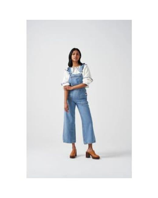 Seventy Mochi Elodie Frill Dungarees Rodeo Vintage di seventy + mochi in Blue