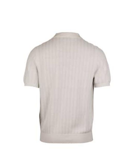Polo en lin / coton texturé en blanc 4202482541050 Stenstroms pour homme en coloris White