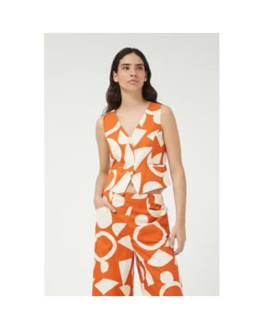 Compañía Fantástica Orange Block Print Waistcoat