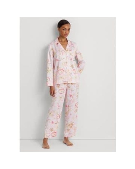 Collier notch en satin pyjama floral Ralph Lauren en coloris Pink