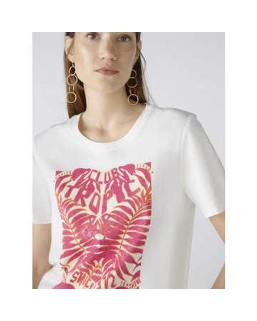 Ouí Pink Printed T-shirt Cloud Dancer Uk 12