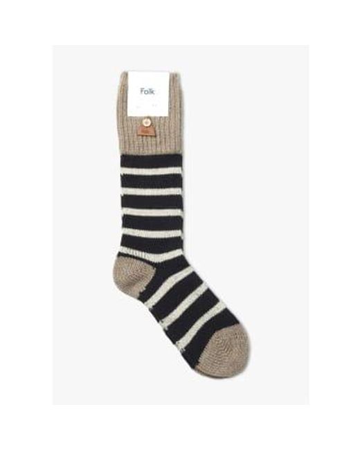 Folk Black S Stripe Sock for men